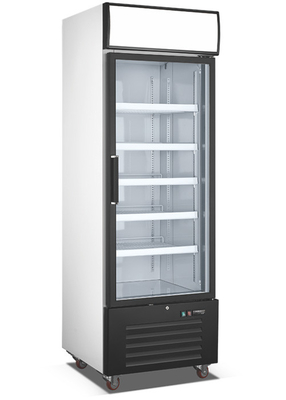Ventilator, der aufrechten Glastür-Gefrierschrank mit inneren vertikalen LED-Lichtern abkühlt