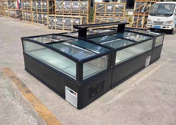 Insel-Gefrierschrank mit gebogener Glasschiebeplatte und automatischer Abtauung, 1050 Liter
