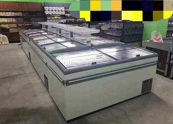 Gebogener Glastür-Kombinations-offener Insel-Gefrierschrank R290