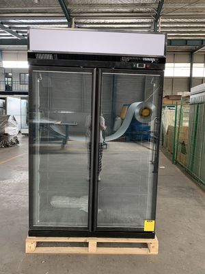 R404a-aufrechte doppelte Glastür-Kühlvorrichtung mit freiem niedrigem E Glas Frosts