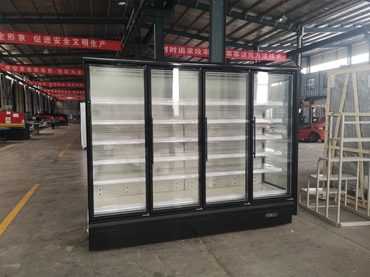 Freie schwarze Multideck Anzeigen-Kühlvorrichtung Frosts mit Schwingen-transparenter Glastür