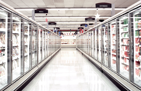 Antinebel-aufrechter Glastür-Gefrierschrank für Fleisch und empfindliches Nahrungsmittel
