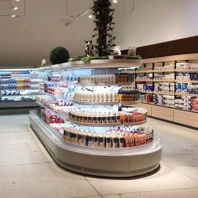 Offener Anzeigen-Kühlschrank ovale Insel Multideck für Obst und Gemüse