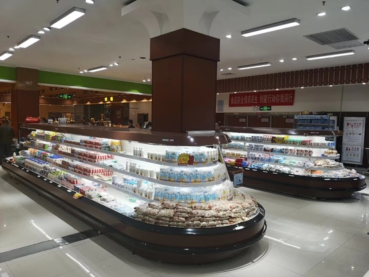 R404a-Supermarkt offener Front Oval Island Cooler With drei herauf Regale