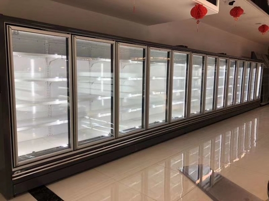 Kundengebundenes Multideck 2 Glastüren zeigen Kühlmöbel mit Frameless dreifachen glasig-glänzenden Anti-Nebel-Glastüren an