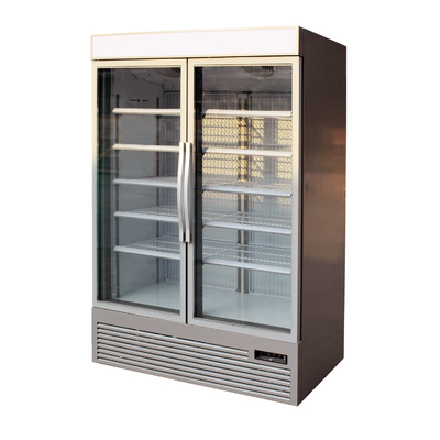 Aufrechter Anzeigen-Stangen-Kühlschrank mit 2 Glastüren